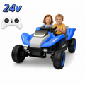 24V 4WD 2-Seater Ride-On Car for Kids – 4×75W Motors, 1.86–4.35 MPH, Low-Gravity Design, Shock-Absorbing, Parent Remote + Manual Drive, Bluetooth/Music/Lights – Birthday & Christmas Gift for Ages 3+