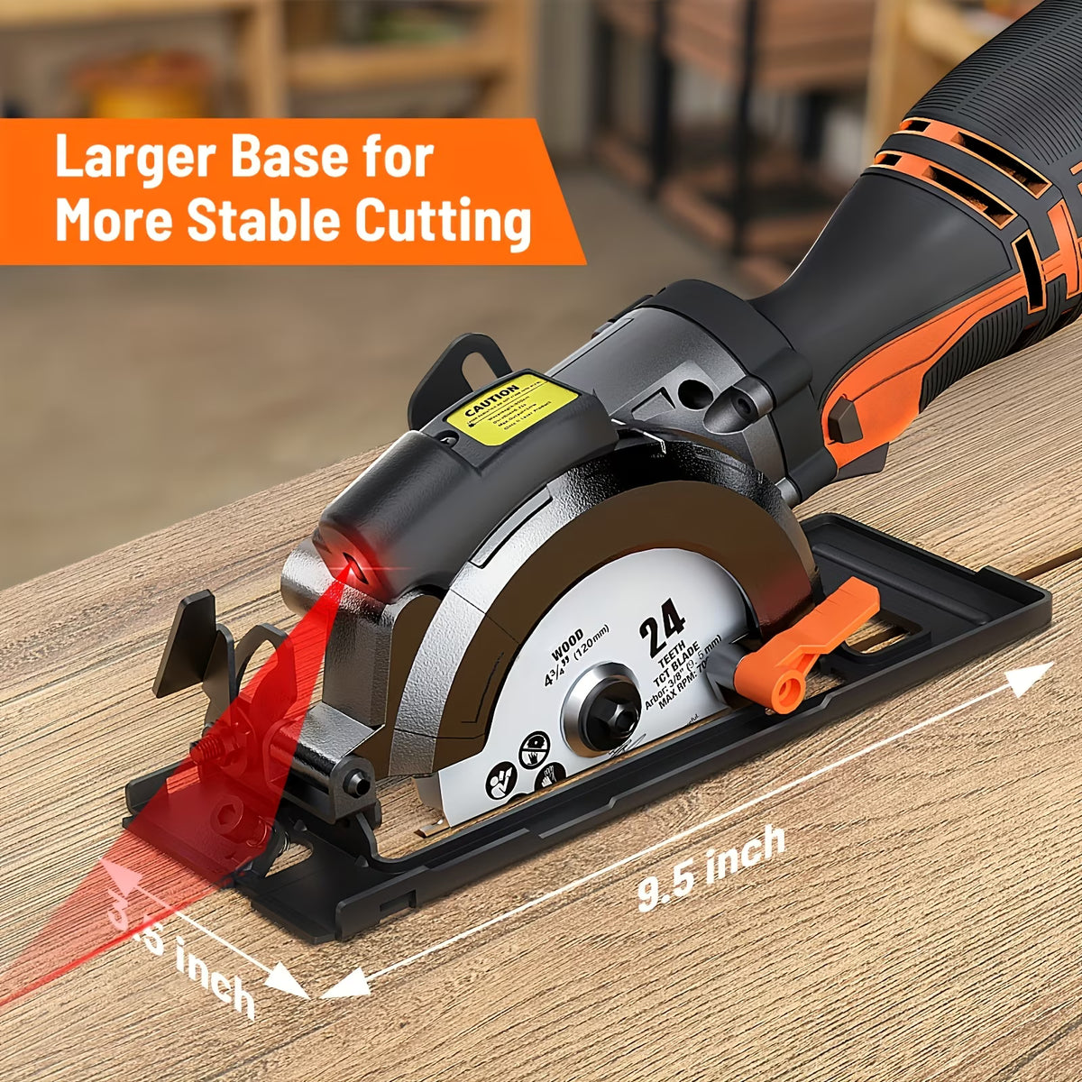 4.5" Mini Circular Saw with Laser Guide, 5.2A 7000RPM, Max Cut 43mm, 6 Blades for Wood/Metal/Tile, Dual Metal Side Handle, Perfect DIY Power Tool Gift