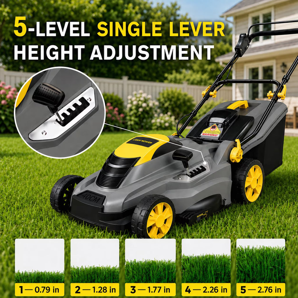 Dexvoria 16-Inch Corded Electric Lawn Mower, 13A Motor, 3500RPM, 2-in-1 Mulch & Collect, 5-Level Height Adjust, 13 Gal Bag, Lightweight