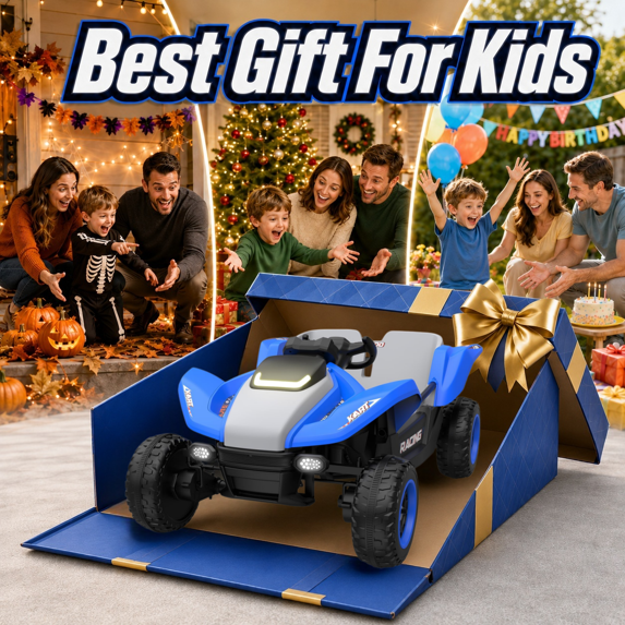 24V 4WD 2-Seater Ride-On Car for Kids – 4×75W Motors, 1.86–4.35 MPH, Low-Gravity Design, Shock-Absorbing, Parent Remote + Manual Drive, Bluetooth/Music/Lights – Birthday & Christmas Gift for Ages 3+
